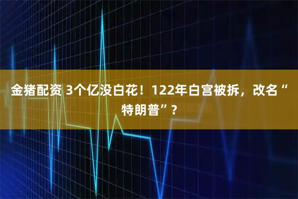 金猪配资 3个亿没白花！122年白宫被拆，改名“特朗普”？